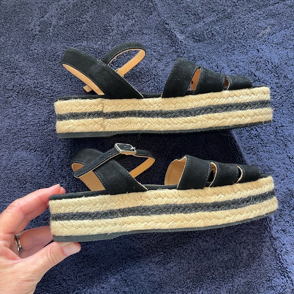 Black Castaner Wedges Sandals, Made in Spain